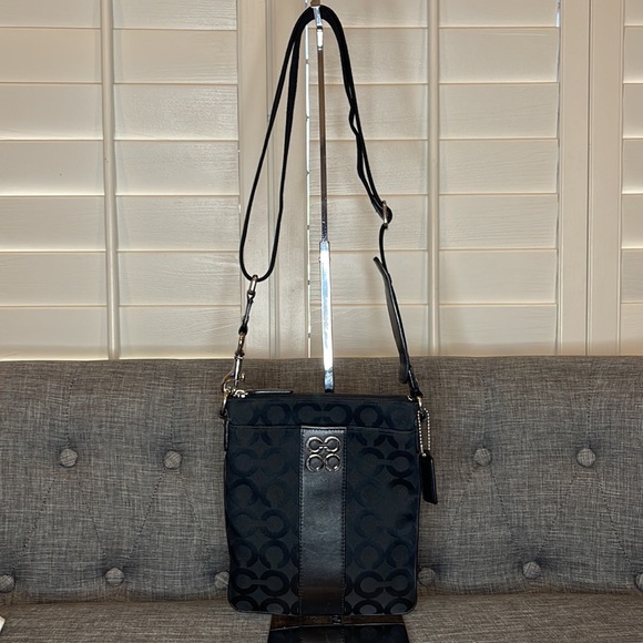 Coach Handbags - COACH Crossbody Bag in Black on Black PLUS a FREE Brand New Card Holder